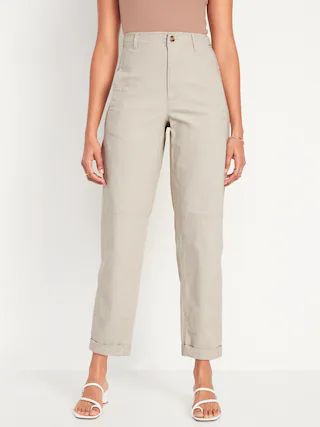 High-Waisted Workwear Barrel-Leg Pants for Women | Old Navy (US)