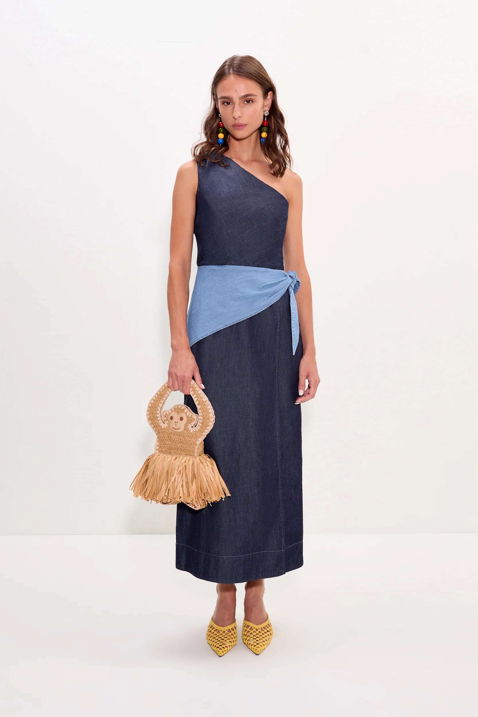 Belem Chambray Midi Dress in Indigo Combo | Simon Miller