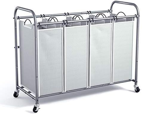 ROMOON 4 Bag Laundry Sorter Cart, Laundry Hamper Sorter with Heavy Duty Rolling Wheels for Clothe... | Amazon (US)