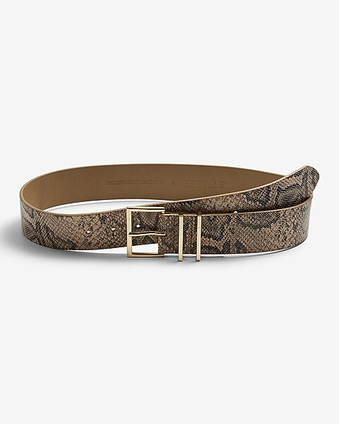Snakeskin Square Buckle Belt | Express
