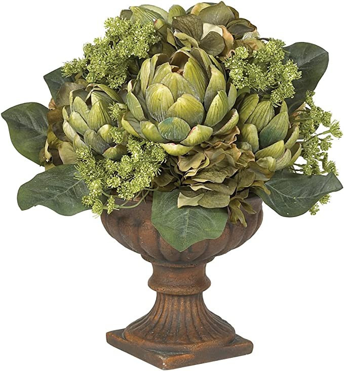 Nearly Natural 4635 Artichoke Centerpiece Silk Flower Arrangement, Green,10.25x15.5x10 | Amazon (US)