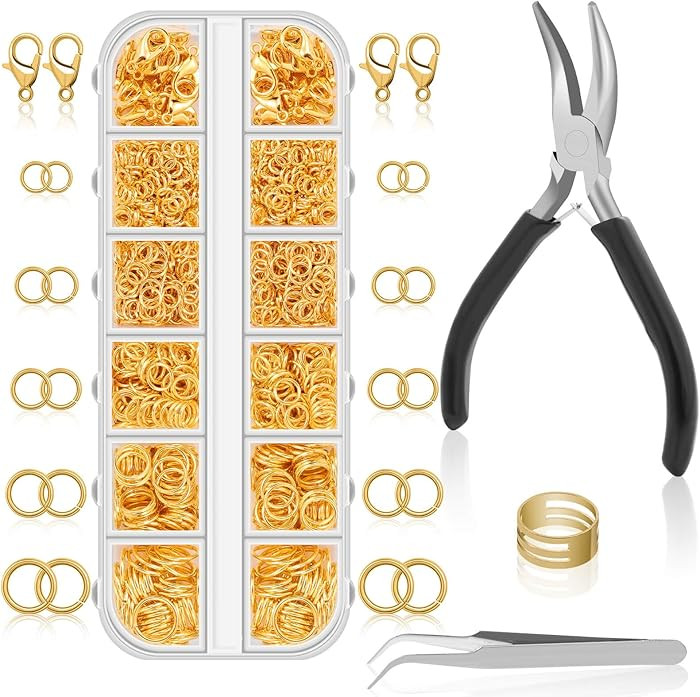 Anezus 1200PCS Jump Rings for Jewelry Making Kit, Gold, Jewelry Making Supplies and Necklace Repa... | Amazon (US)