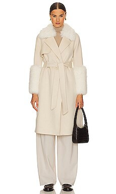 Mona Plant-Based Fur Coat in Oat | Revolve Clothing (Global)