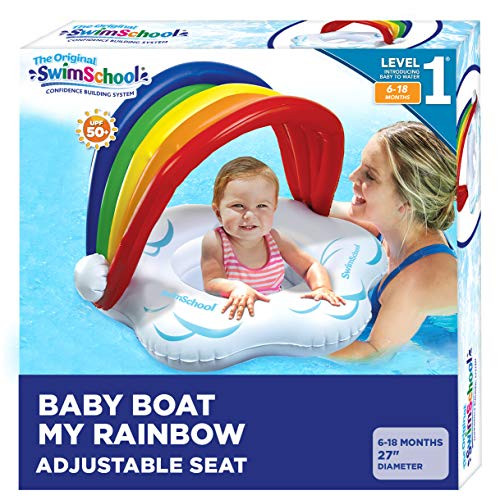 SwimSchool Rainbow Baby’s First Pool Float - 6-18 Months - Novelty Baby Boat with Adjustable Seat - Rainbow | Amazon (US)