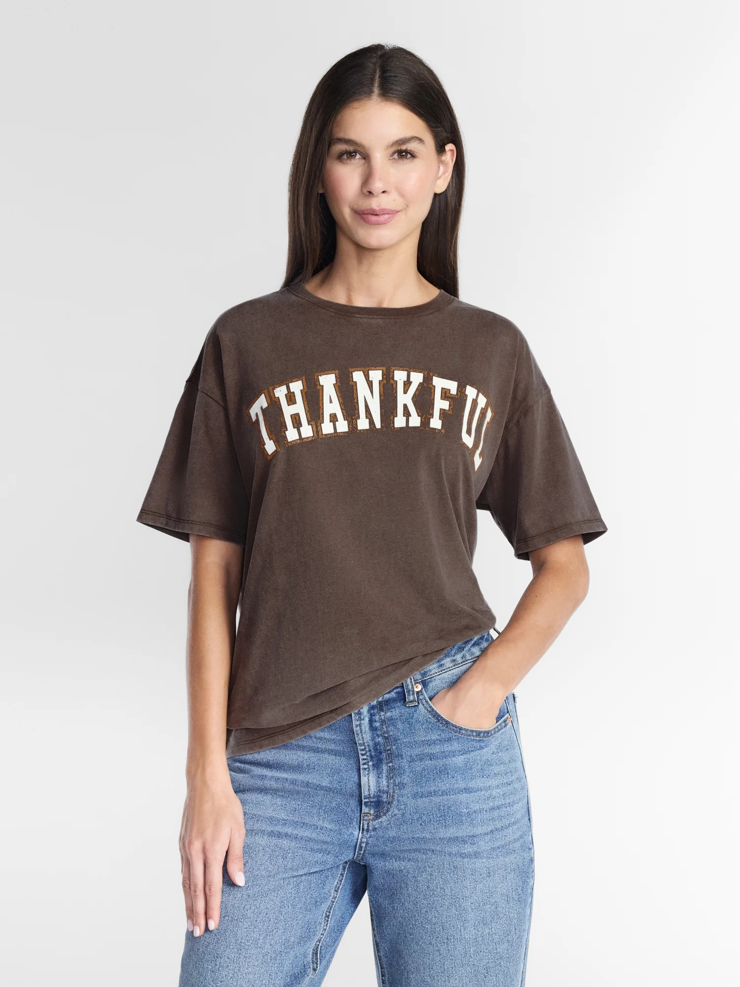 Women's Thankful Graphic Seasonal Fall Tee, from Positivitees, Sizes S-4X | Walmart (US)