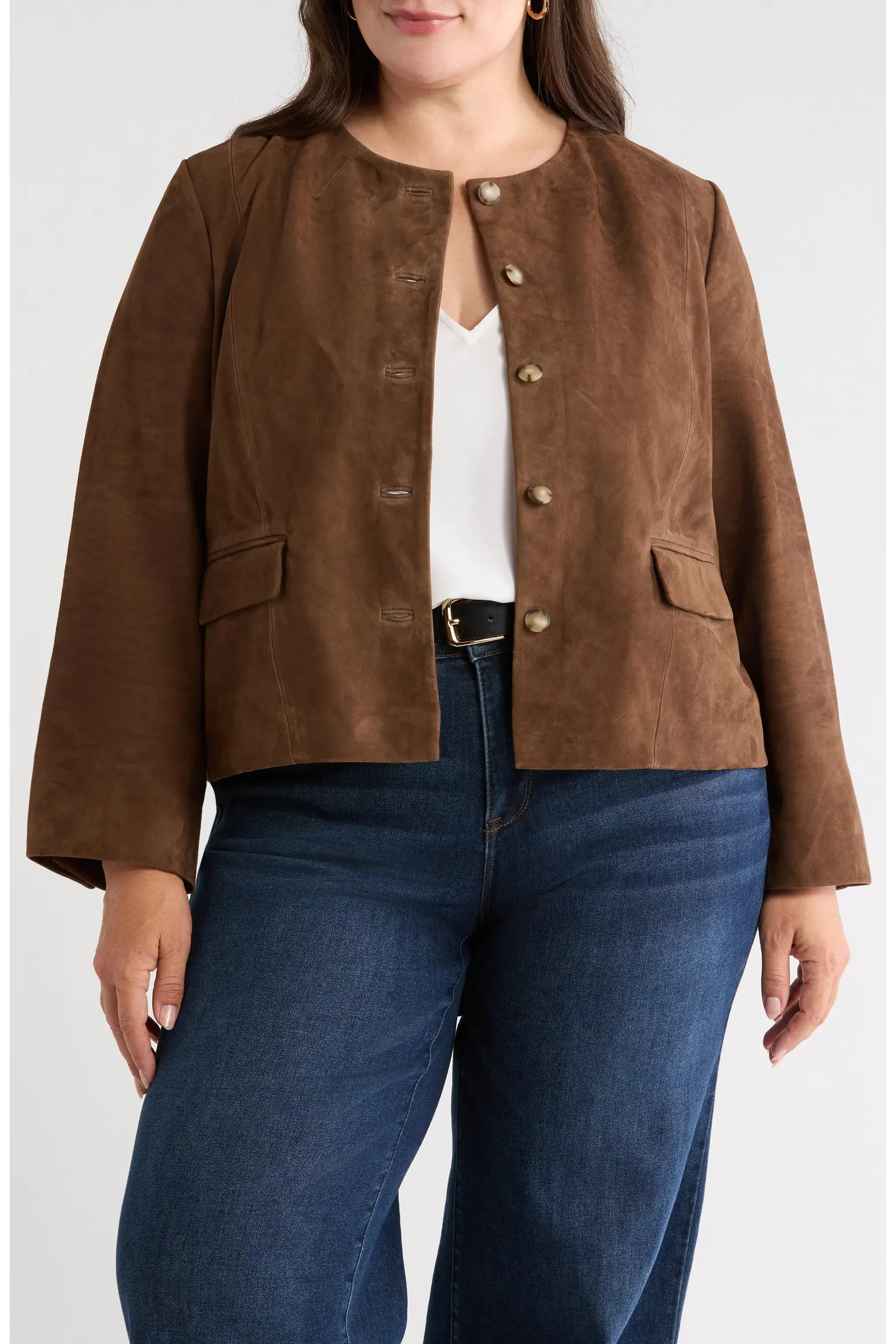 Suede Crop Button Front Jacket (Women) | Nordstrom | Nordstrom