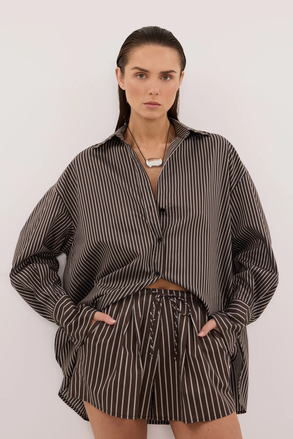 SABLE BITTER CHOC SILK BLEND SHIRT | DISSH