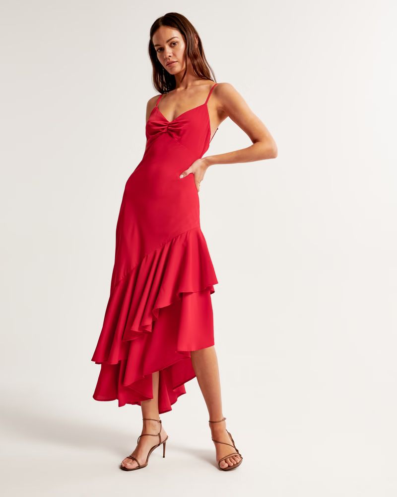 Drama Asymmetrical Ruffle Maxi Dress | Abercrombie & Fitch (US)