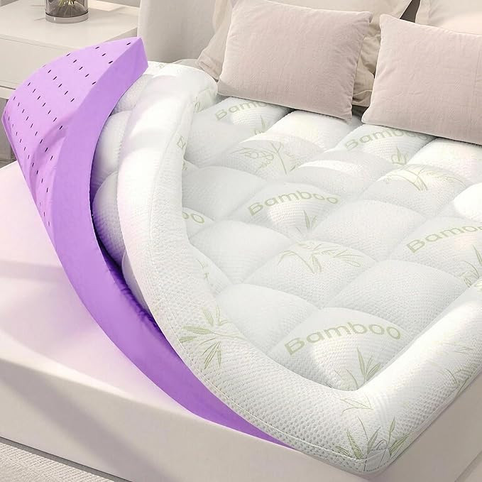 SINWEEK Queen Bamboo Cooling 4 Inch Dual Layer Memory Foam Mattress Topper with 2 Inch Gel Memory... | Amazon (US)