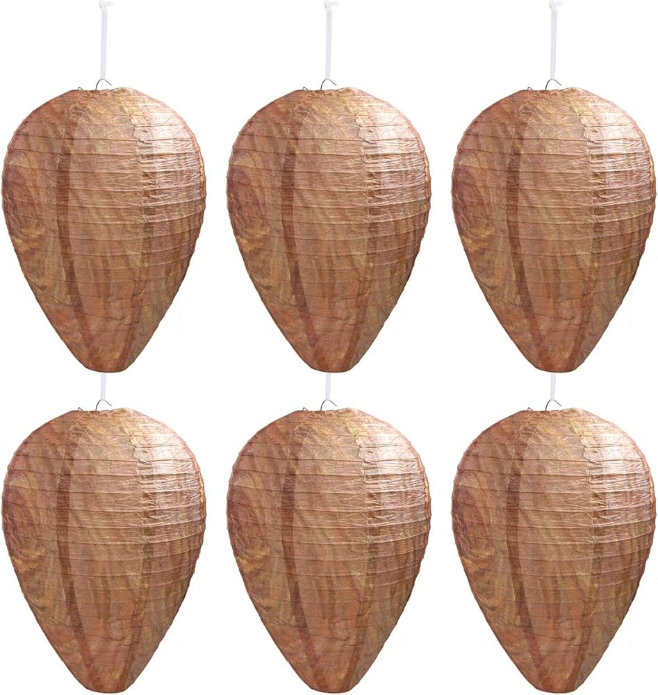 DECYOOL 6 Pack Paper Wasp Nest Decoy Hanging Wasp Deterrent for Hornets Yellow Jackets | Amazon (US)