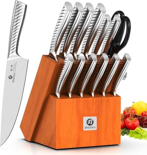 imarku® Knife Set,14-Piece Knife Sets for kitchen with block,Premium One-Piece Kitchen Knife Set... | Amazon (US)