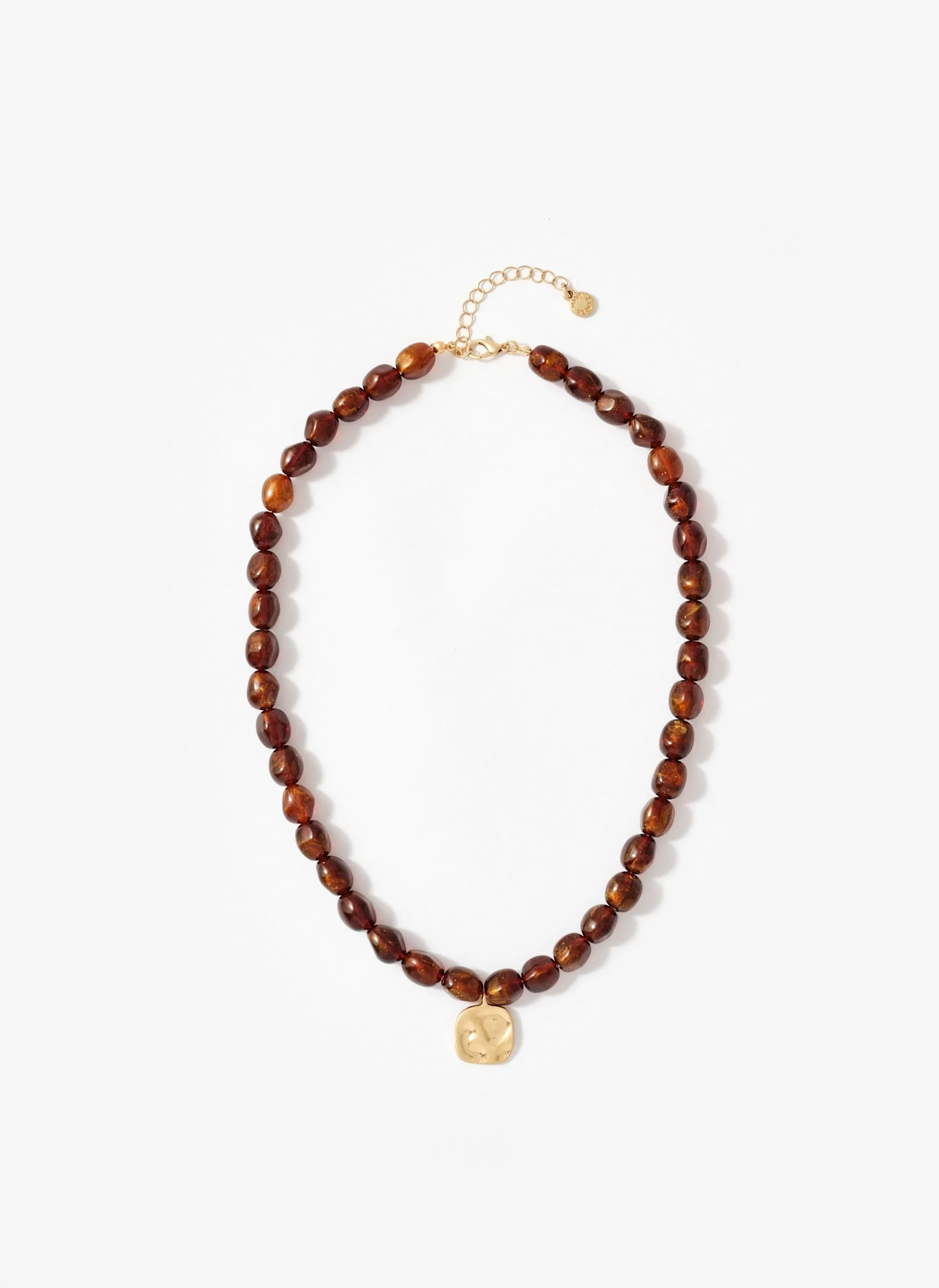 Brown Beaded Charm Necklace | Mint Velvet