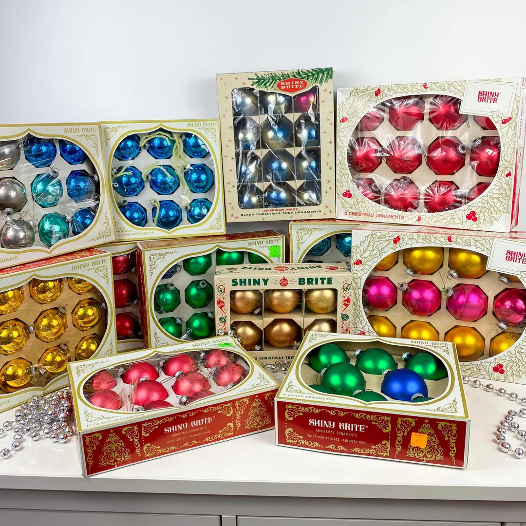 Vintage MCM Shiny Brite Retro Ornament Mixed Sets of 12, Mercury Glass Ornaments, You Choose: Pin... | Etsy (US)