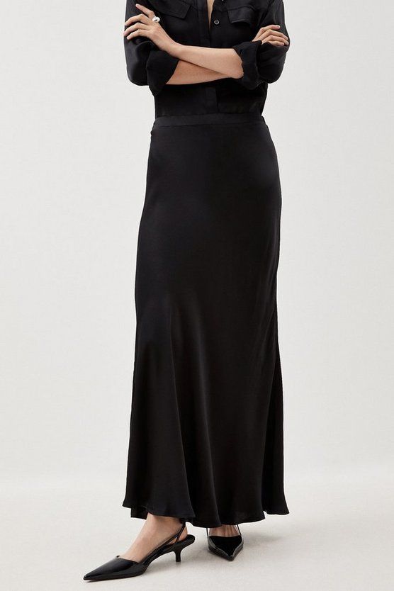 Tall Woven Viscose Satin Maxi Skirt | Karen Millen UK + IE + DE + NL