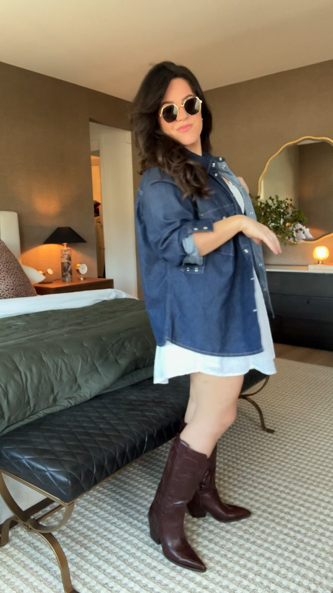 Day 6 of the everyday outfits challenge! Styling outfits to fall back in love with our closets! •White sundress is a large (smocked back and adjustable straps (I got this sundress this year in multiple colors and it will be on repeat.) •lightweight dark denim button down xl •my fave wide calf western boots tts •push up bra 38dd •smoothing undies I size up one to a 1x •

#LTKMidsize #LTKSeasonal #LTKStyleTip