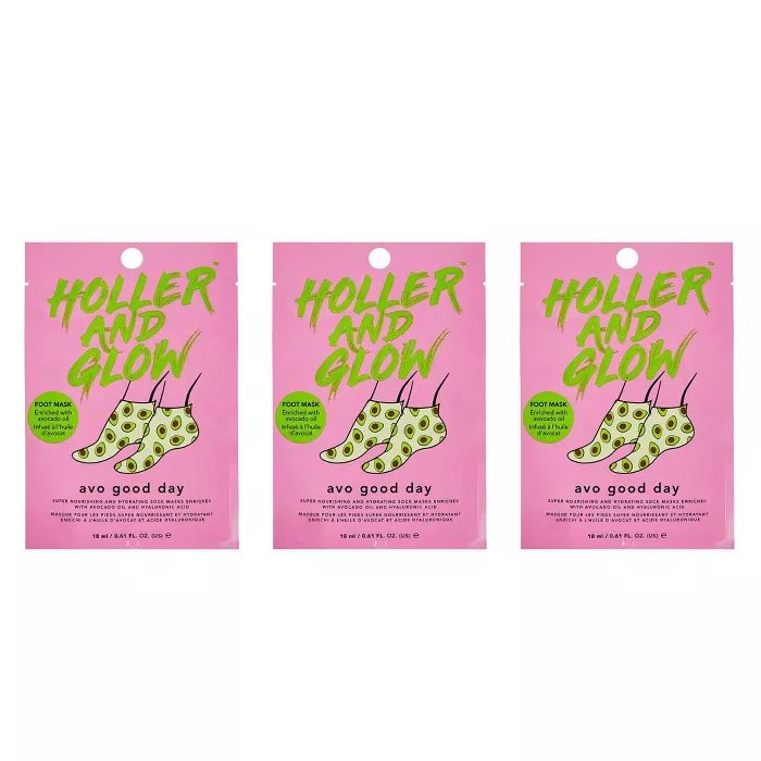 Holler and Glow For Dancing Feet Everywhere Hydrating Foot Mask Trio - 1.83 fl oz | Target