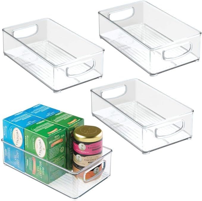 mDesign Plastic Kitchen Pantry Cabinet, Refrigerator or Freezer Food Storage Bins with Handles - ... | Amazon (US)