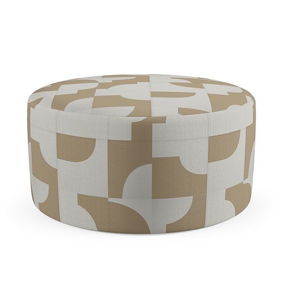Minted for West Elm Large Drum Ottoman, Off The Grid, Sand | West Elm (US)