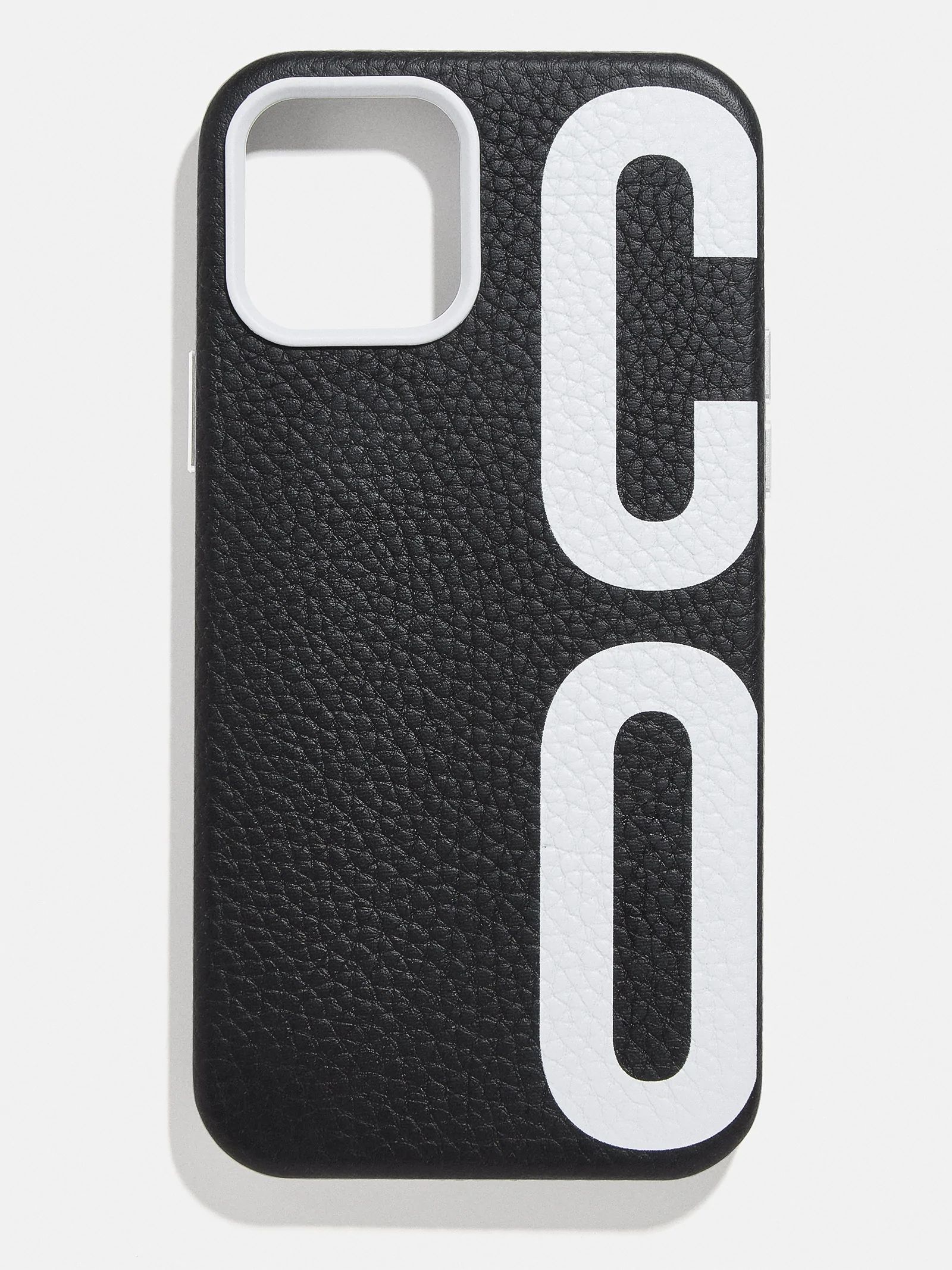 Custom Leather Initial iPhone Case - Black / White | BaubleBar (US)