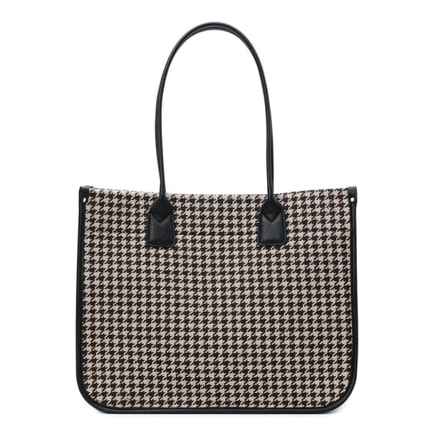 Time and Tru Women's Houndstooth Tote Bag, Tan - Walmart.com | Walmart (US)