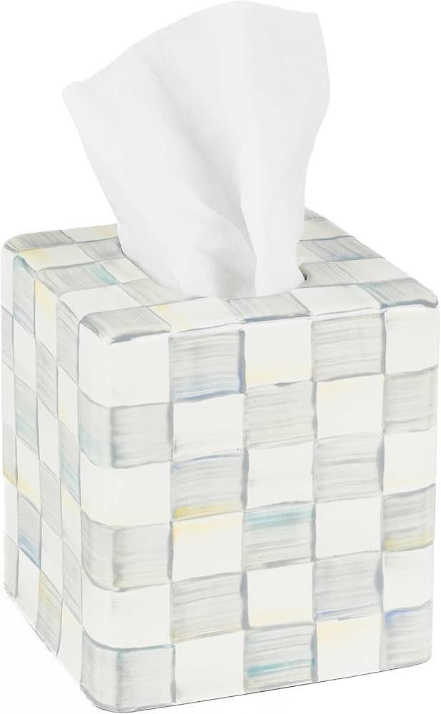MacKenzie-Childs Sterling Check Enamel Boutique Tissue Box Cover | Amazon (US)