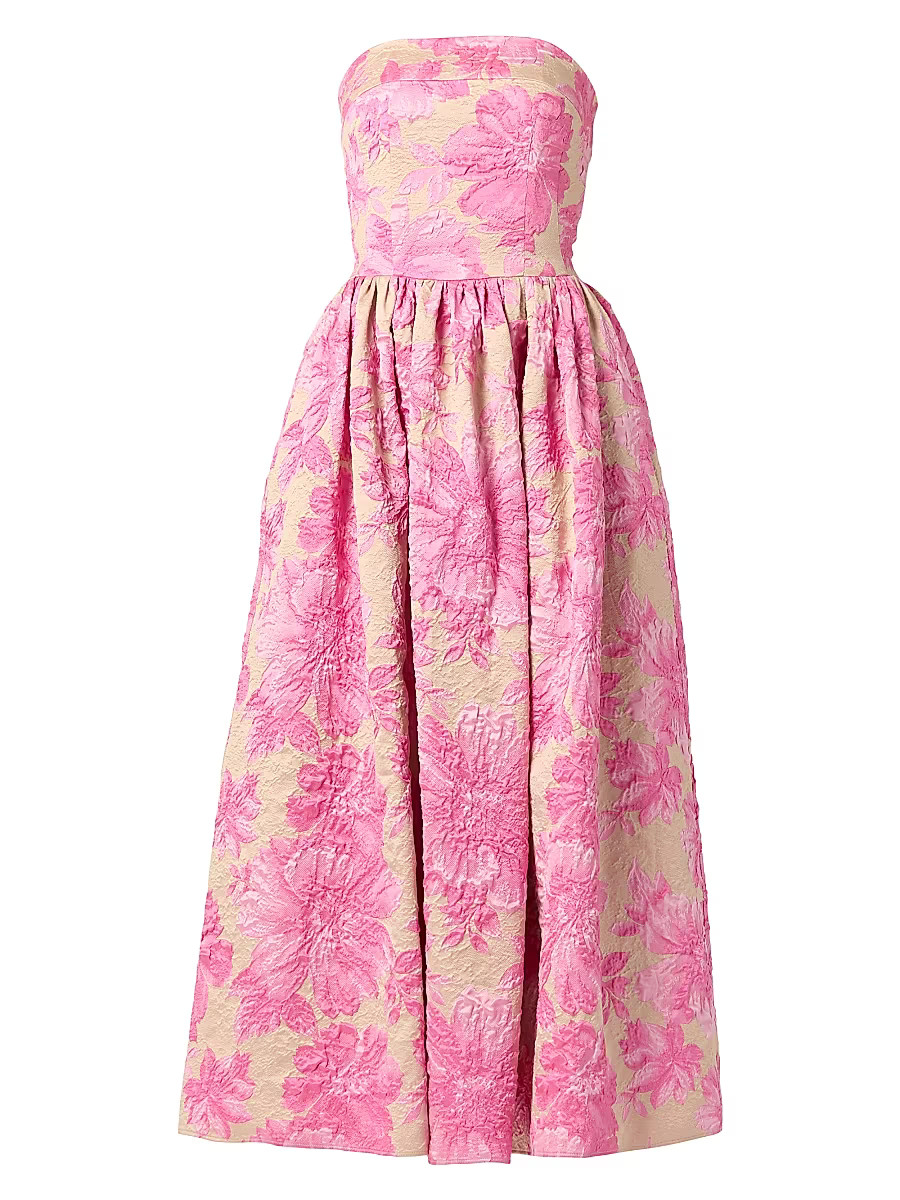 Women's Dana Jacquard Bandeau Tea-Length Dress - Fuchsia Sand - Size 12 | Saks Fifth Avenue