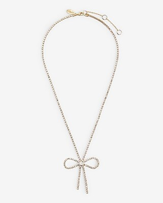 Rhinestone Bow Pendant Necklace | Express