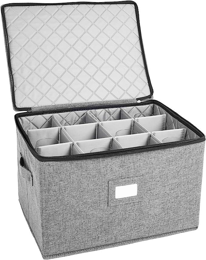 Wine Glass Storage, Holds 12 Red or White Wine Glasses, Fully-Padded Inside with Hard Top and Sid... | Amazon (US)