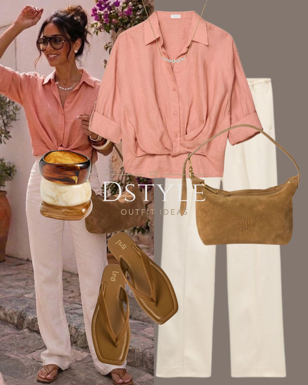 Easy resort wear chic ✨ Styling this linen front-knot shirt with classic cream wide-leg trousers, a suede shoulder bag, and neutral accessories. The ultimate chic European summer vacation outfit!

#ResortWear #VacationStyle #LinenShirt #SummerOutfitInspo #ChicStyle

#LTKootd