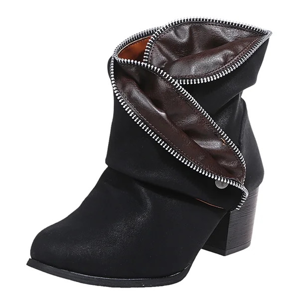 jsaierl European And American Style Large Size Thick High Heel Mid Tube Women's Boots - Walmart.c... | Walmart (US)