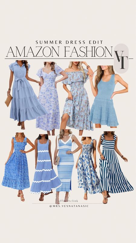 Amazon summer dress edit in shades of blue! @amazonfashion #amazondress #dress #weddingguest 

#LTKStyleTip #LTKWedding #LTKMidsize