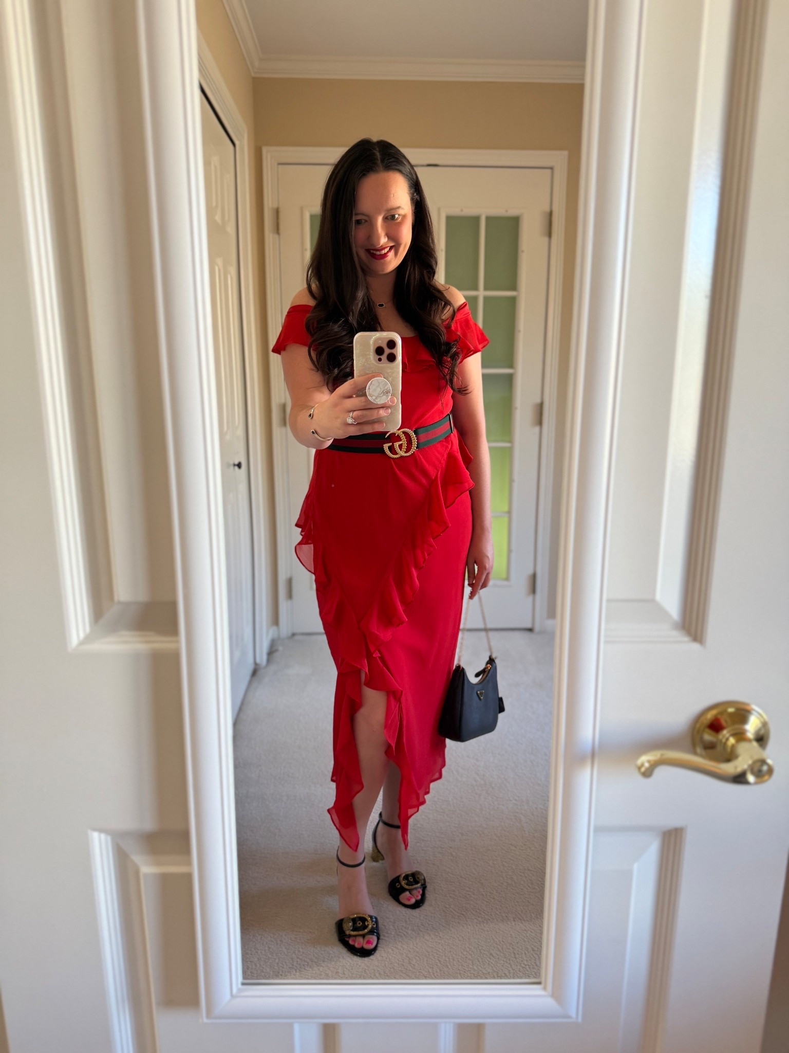 This fun red dress makes me want to salsa dance with its chic ruffles!  Can you believe I got it on sale at Target for $12?!  Red and pink are sold out but black is still available!

#LTKStyleTip #LTKWedding #LTKParties