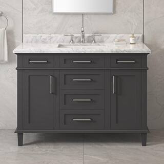 Home Decorators Collection Sonoma 48 in. Single Sink Dark Charcoal Bath Vanity with Carrara Marbl... | The Home Depot