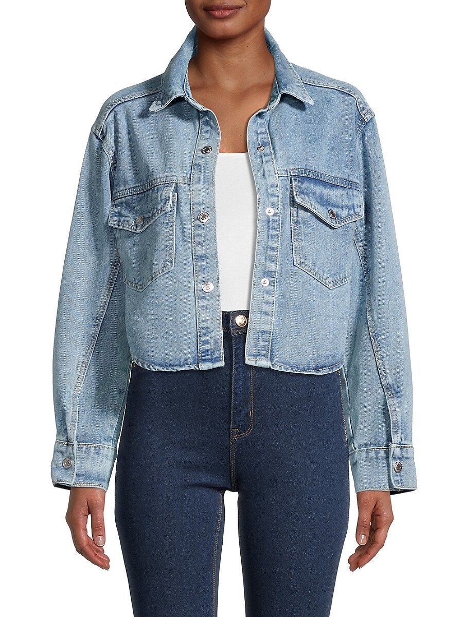 Lea & Viola Women's Cropped Denim Jacket - Denim - Size XS | Saks Fifth Avenue OFF 5TH