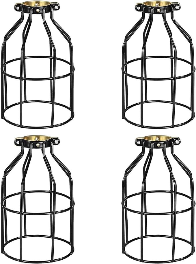 Simple Deluxe HILAMPCAGEX4 4-Pack Adjustable Industrial Clamp on Metal Bulb Guard Cage for Pendan... | Amazon (US)