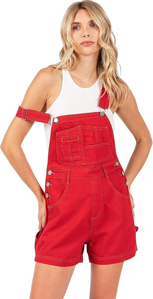 90s Retro Revolt Utility Denim Twill Romper Short Overalls | Amazon (US)