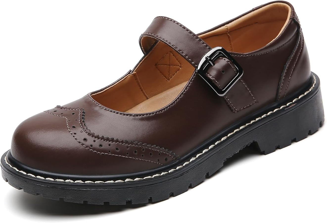 XMM Mary Jane Shoes Women Mary Janes Flats Ladies Oxford Shoes for Women Comfort Leather Round To... | Amazon (US)