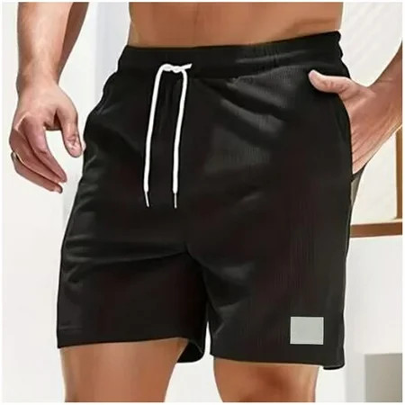 Csijrbb Drawstring Mens Athletic Shorts Workout Gym Shorts with Pockets Fitness Solid Black Sports Shorts for Men | Walmart (US)