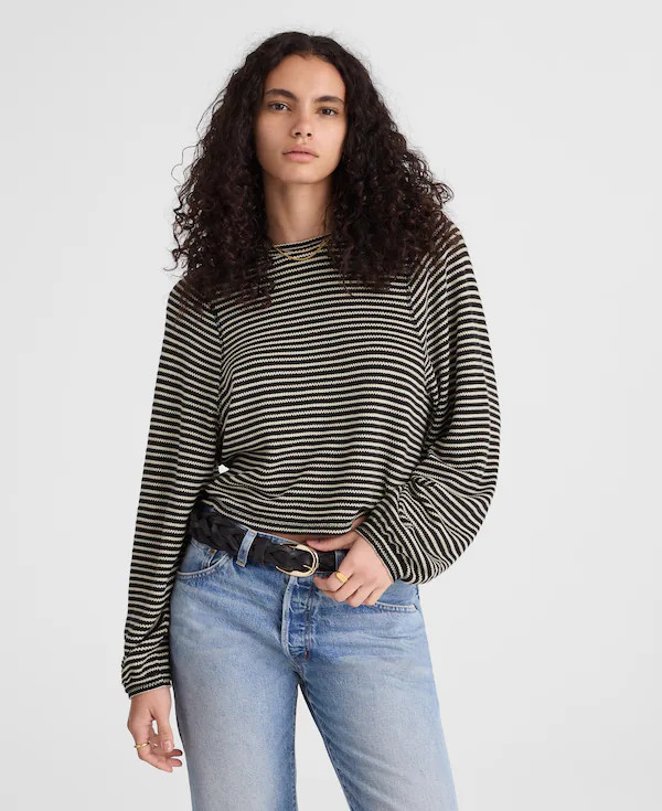 Striped Curved Long-Sleeve Tee | Madewell