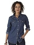 Wrangler Women's Retro Long Sleeve Western Snap Shirt Mid Denim | Amazon (US)