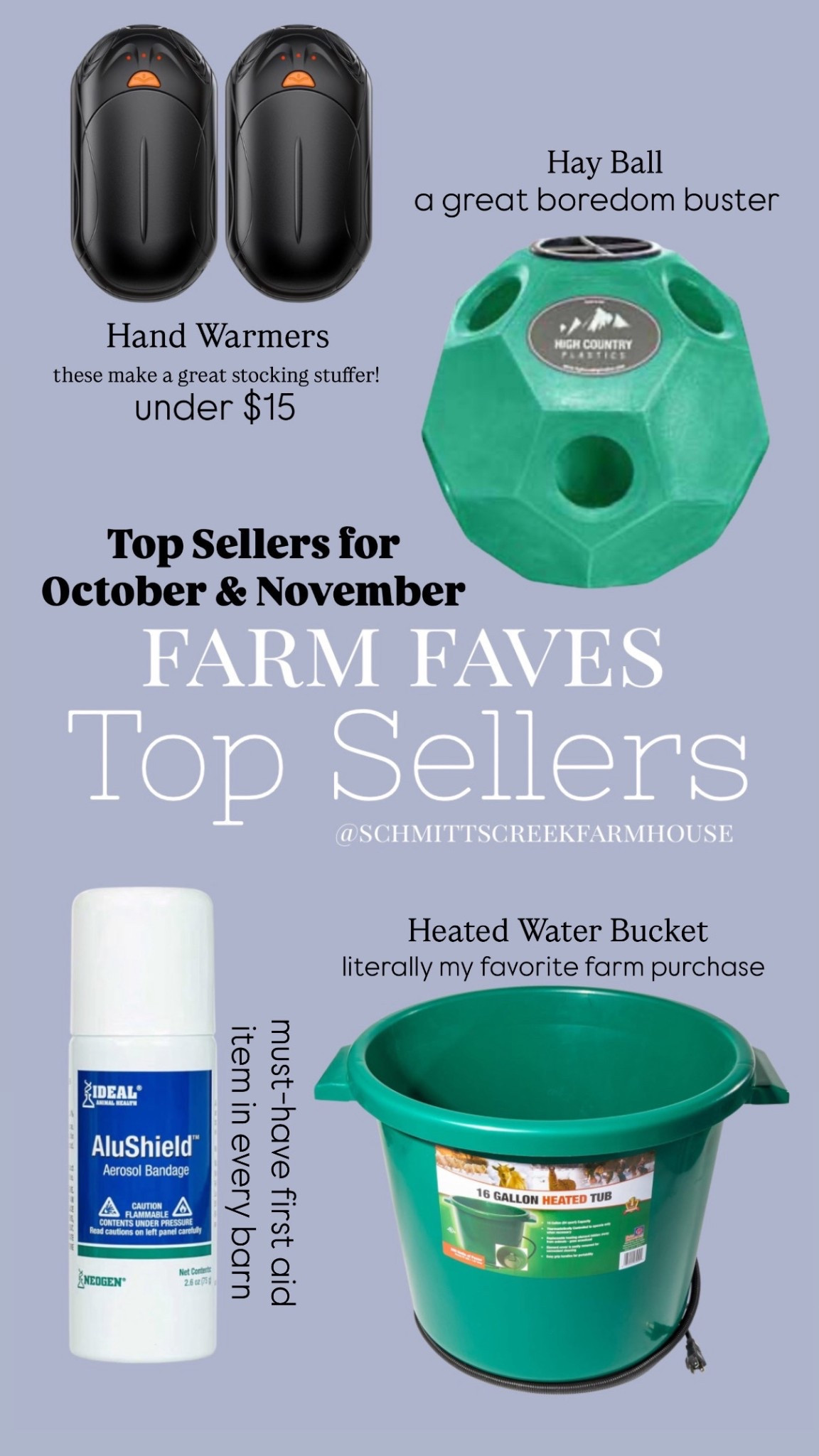 Farm Faves - Top Sellers for October & November from Amazon and Tractor Supply 🐴 

Heated Water Bucket | Horse Care | Hay Ball 
