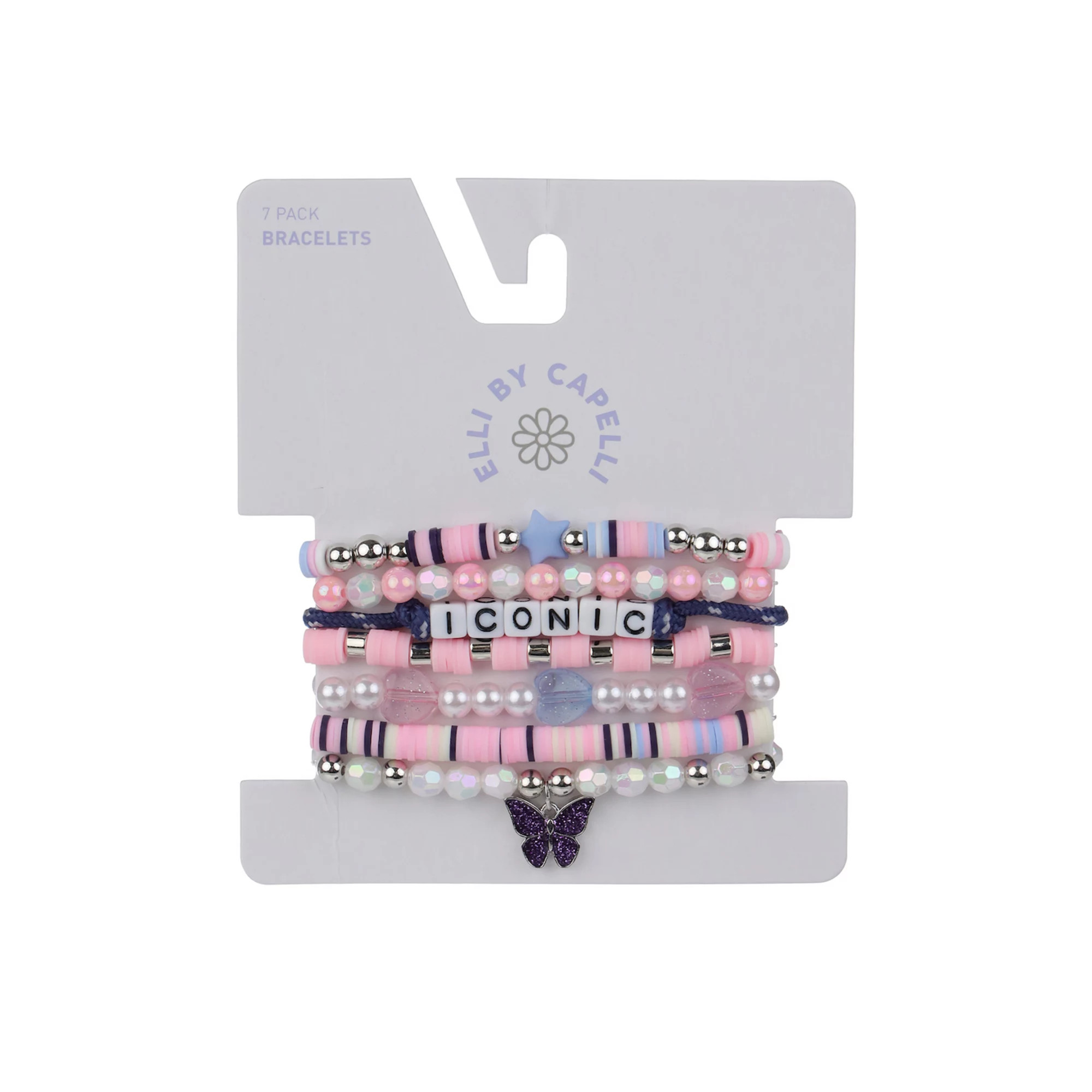 Elli by Capelli 7-Piece Bracelet Set with Iconic Letter Beads, Stars, Hearts & Butterfly Charm | Kohl's