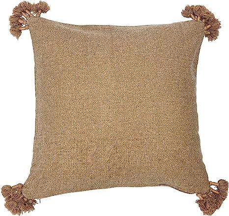 Creative Co-Op 20" Square Canvas Pillow with Tassels Decorative Pillow, 20" x 20", Flax | Amazon (US)