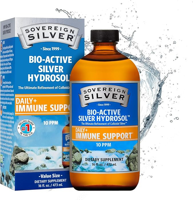 Sovereign Silver Immune Support - Colloidal Silver, Bio-Active Silver Hydrosol, 10 ppm, Liquid Tw... | Amazon (US)