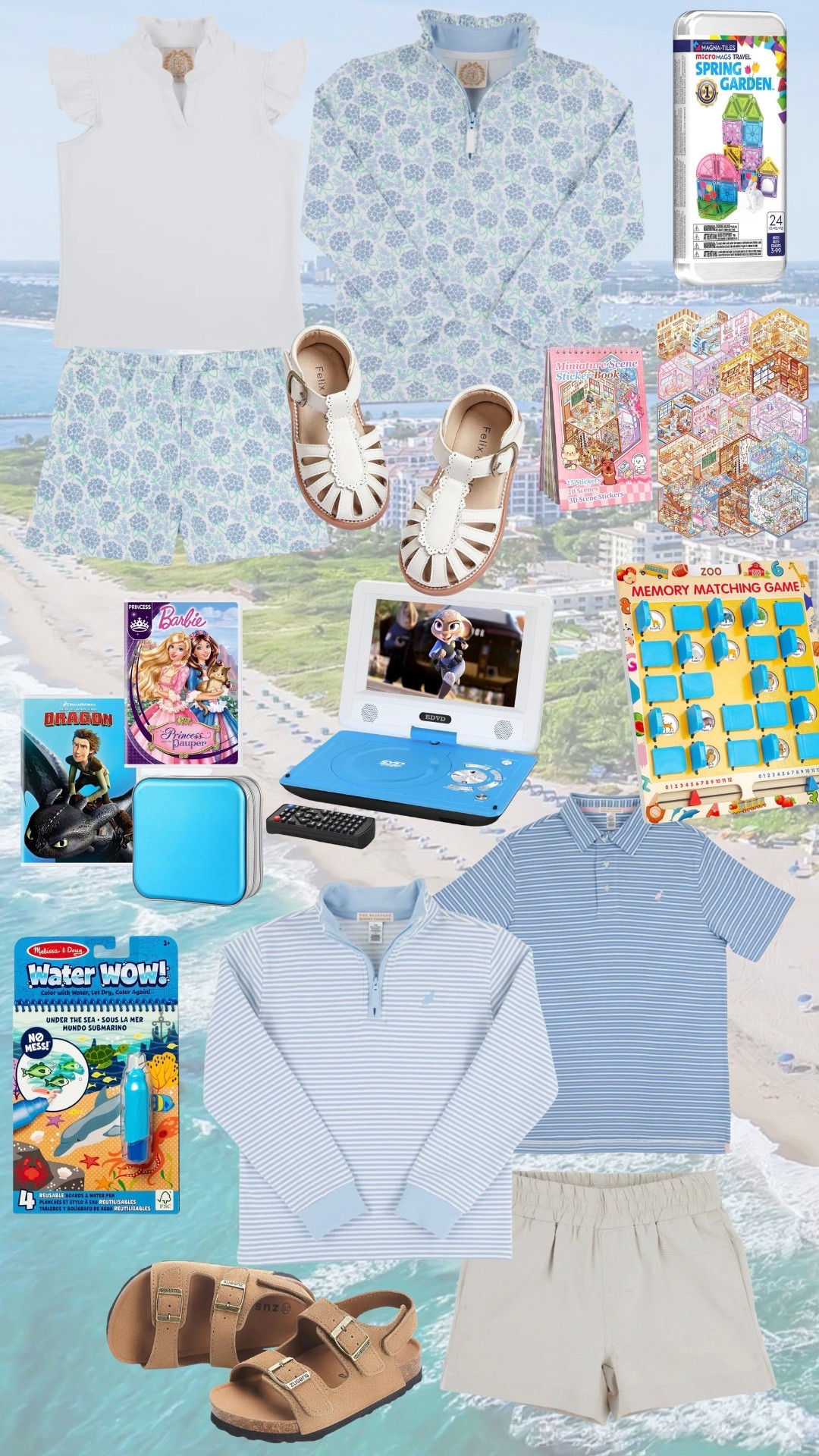 Travel activities to keep kids busy. Cute Spring Break sibling outfits 🤍