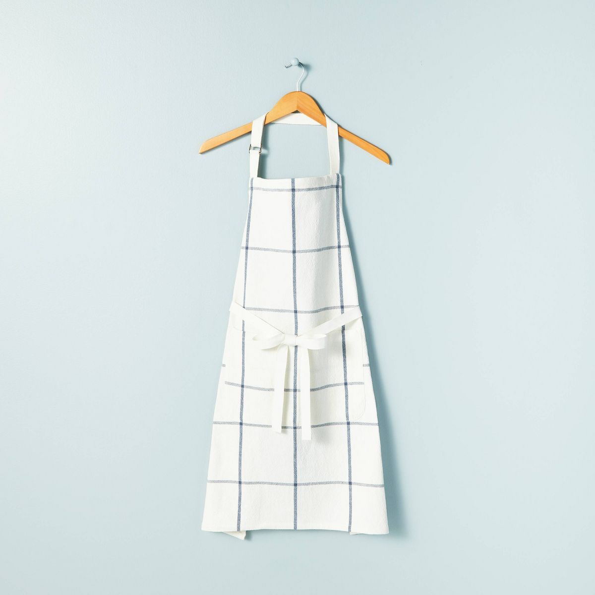 Grid Lines Woven Apron Cream/Blue - Hearth & Hand™ with Magnolia | Target