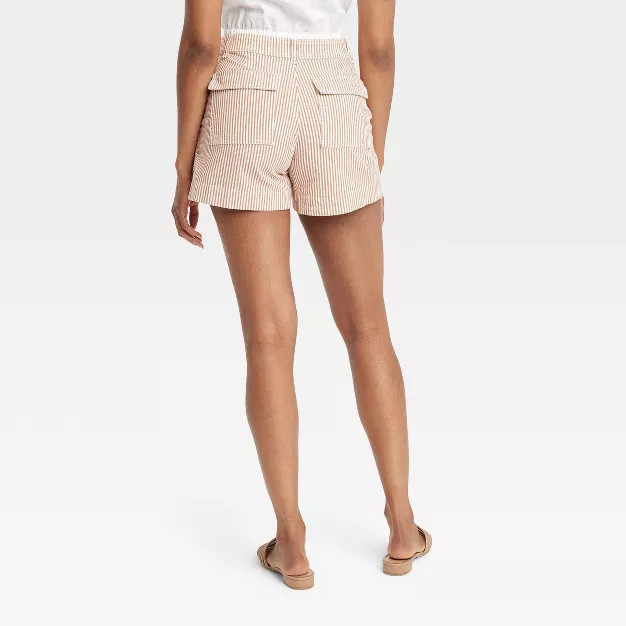 Women's High-Rise Shorts - A New Day™ Beige Striped | Target
