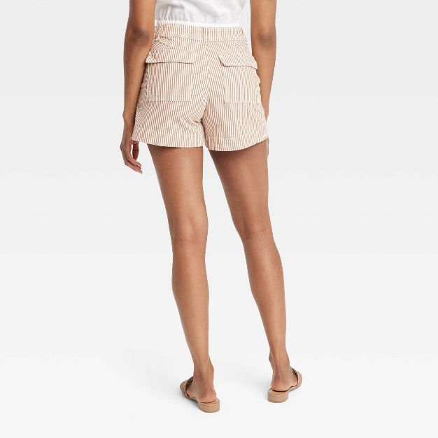 Women's High-Rise Shorts - A New Day™ Beige Striped | Target