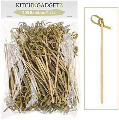 Bamboo Cocktail Picks - 300 Pack - 4.1 inch - With Looped Knot - Great for Cocktail Party or Barb... | Amazon (US)