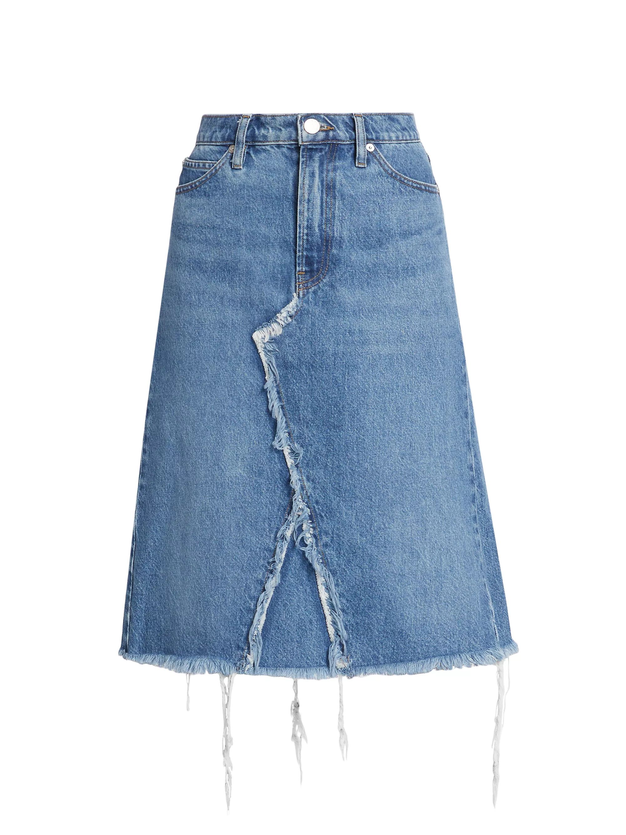 Deconstructed Denim Midi-Skirt | Saks Fifth Avenue